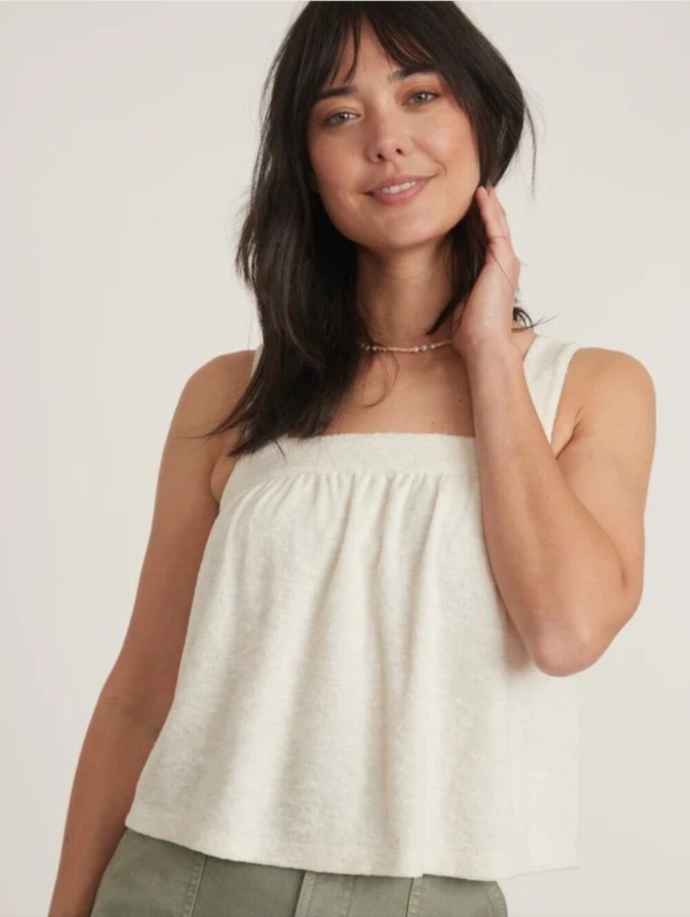 Women’s Cream Square-Neck Tank Top
